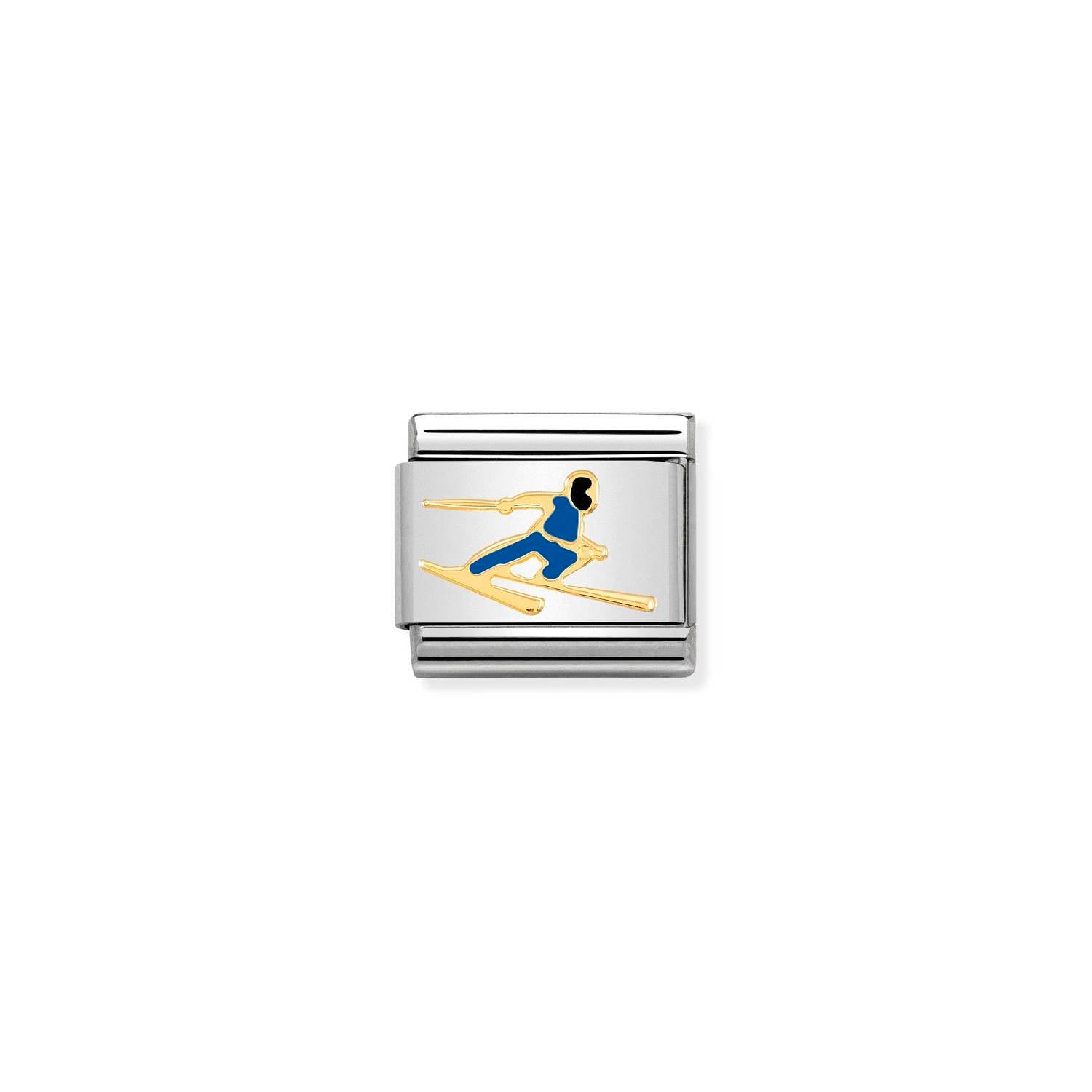 Nomination Gold Skier BLUE Charm