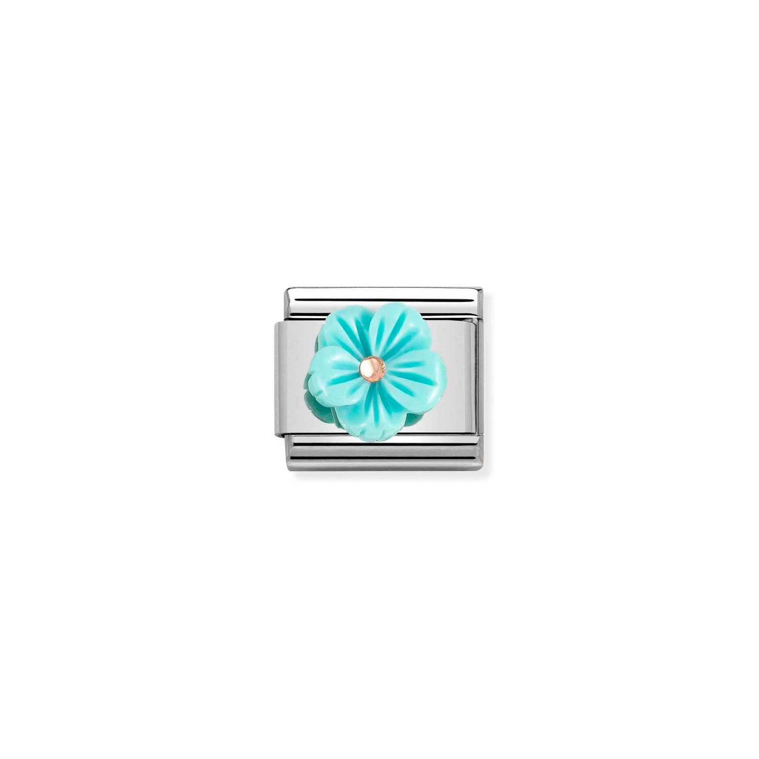 Nomination Classic STONE SYMBOLS in 9ct Rose Gold Flower in TORQUOISE MOTHER OF Charm