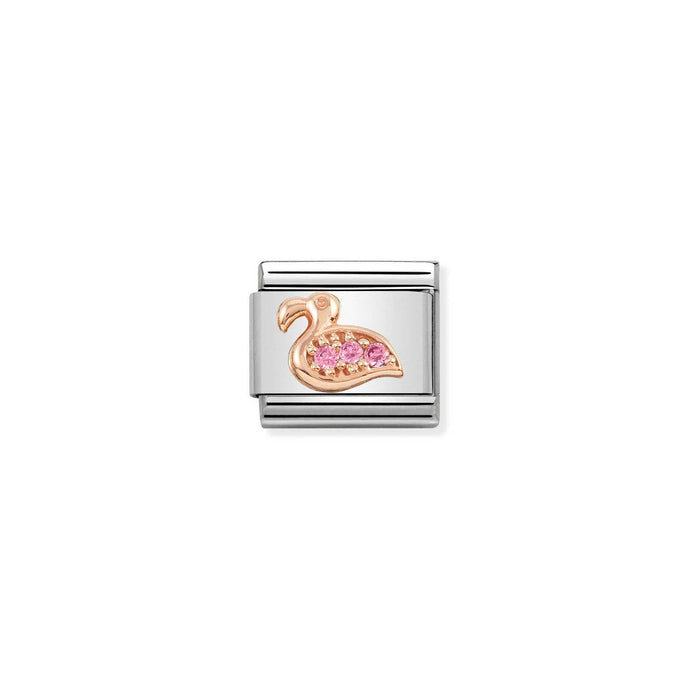 Nomination Classic 9ct Rose Gold and CZ Flamingo Charm