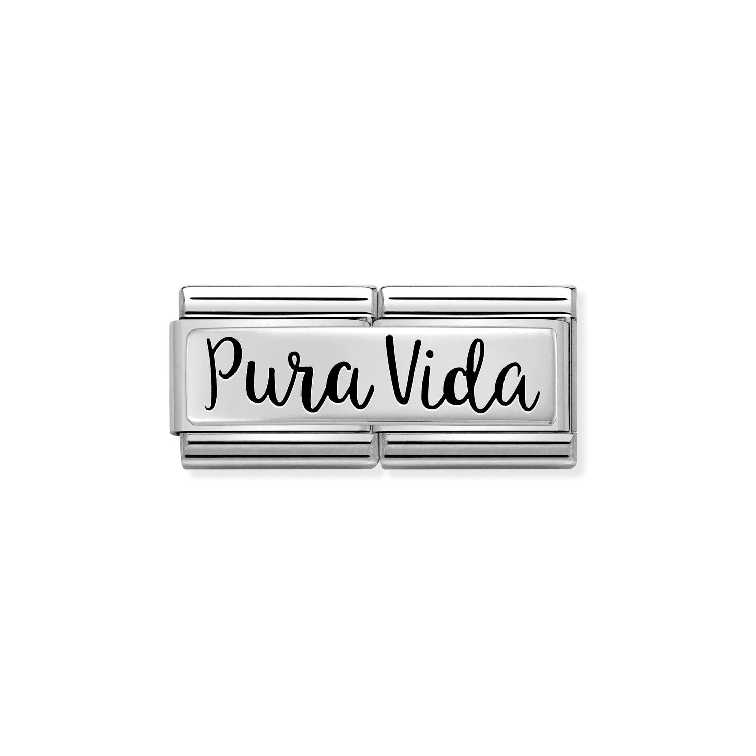 Nomination Classic DOUBLE ENGRAVED Silver CUSTOM Pura Vida Charm