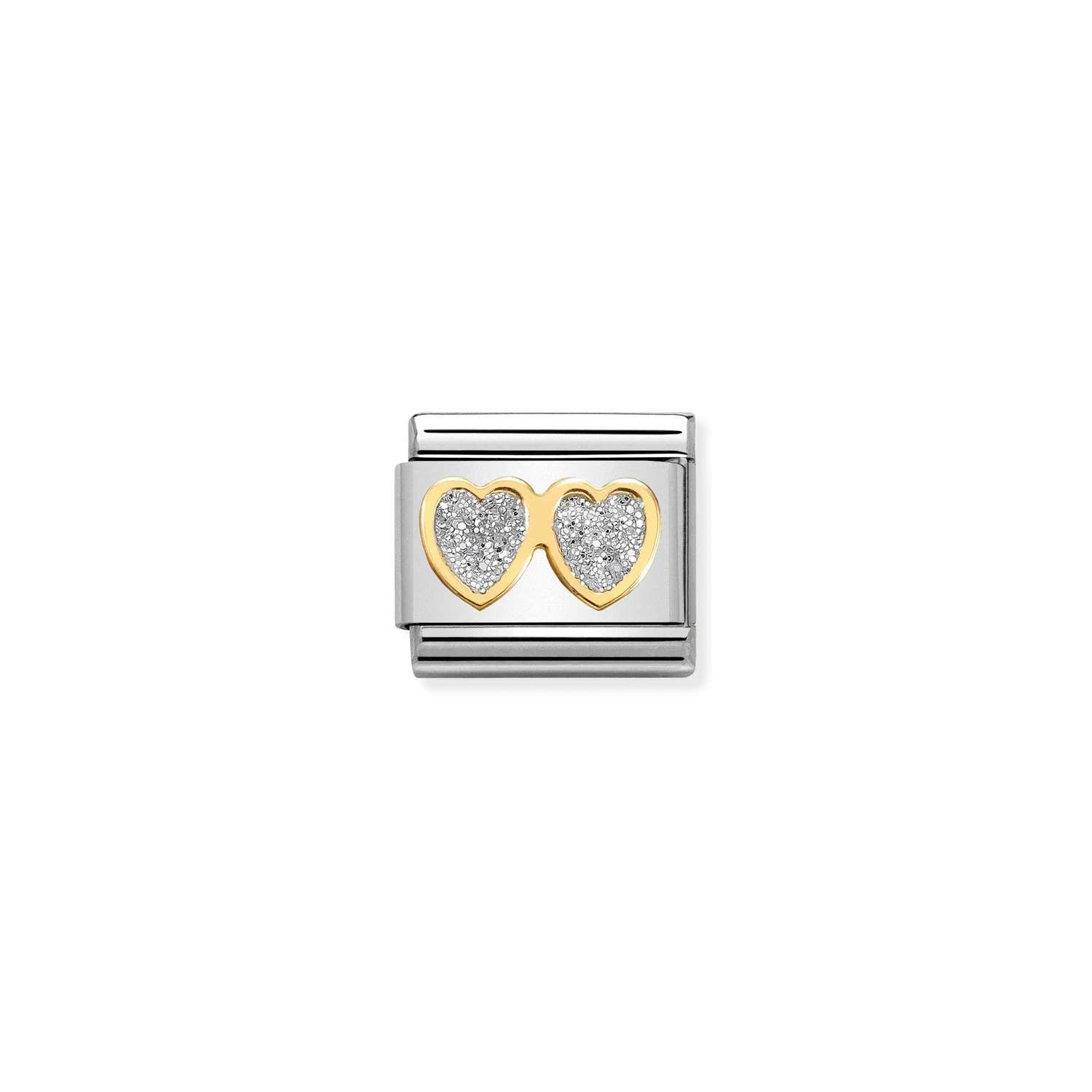 Nomination Classic Gold Double SILVER hearts Charm