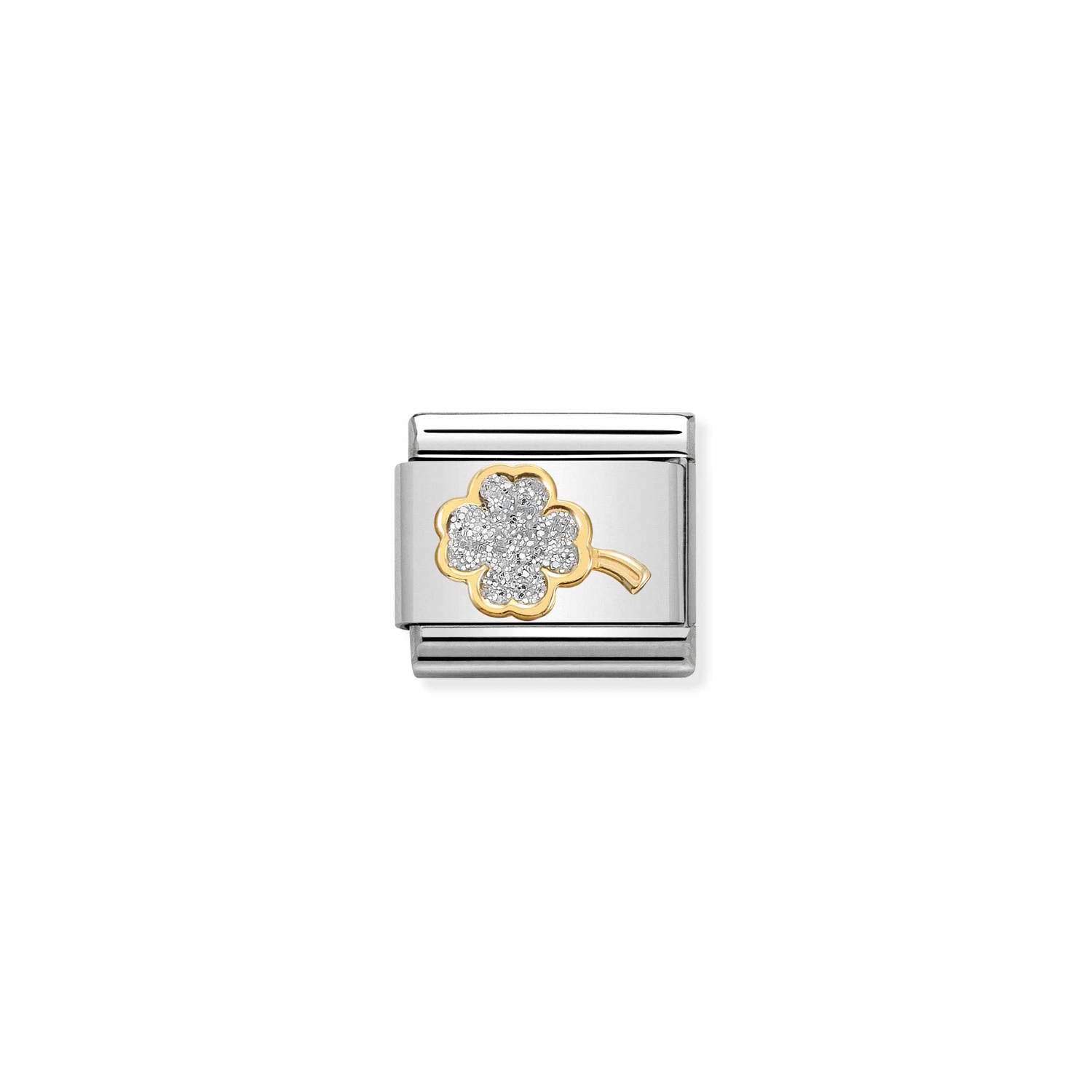 Nomination Classic Gold SILVER four-leaf clover Charm