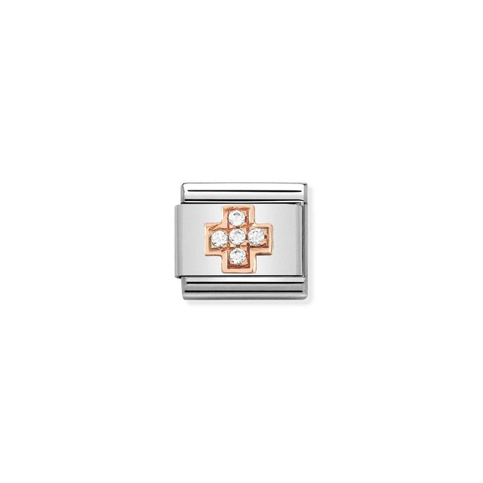 Nomination Classic 9ct Rose Gold and CZ Cross Charm