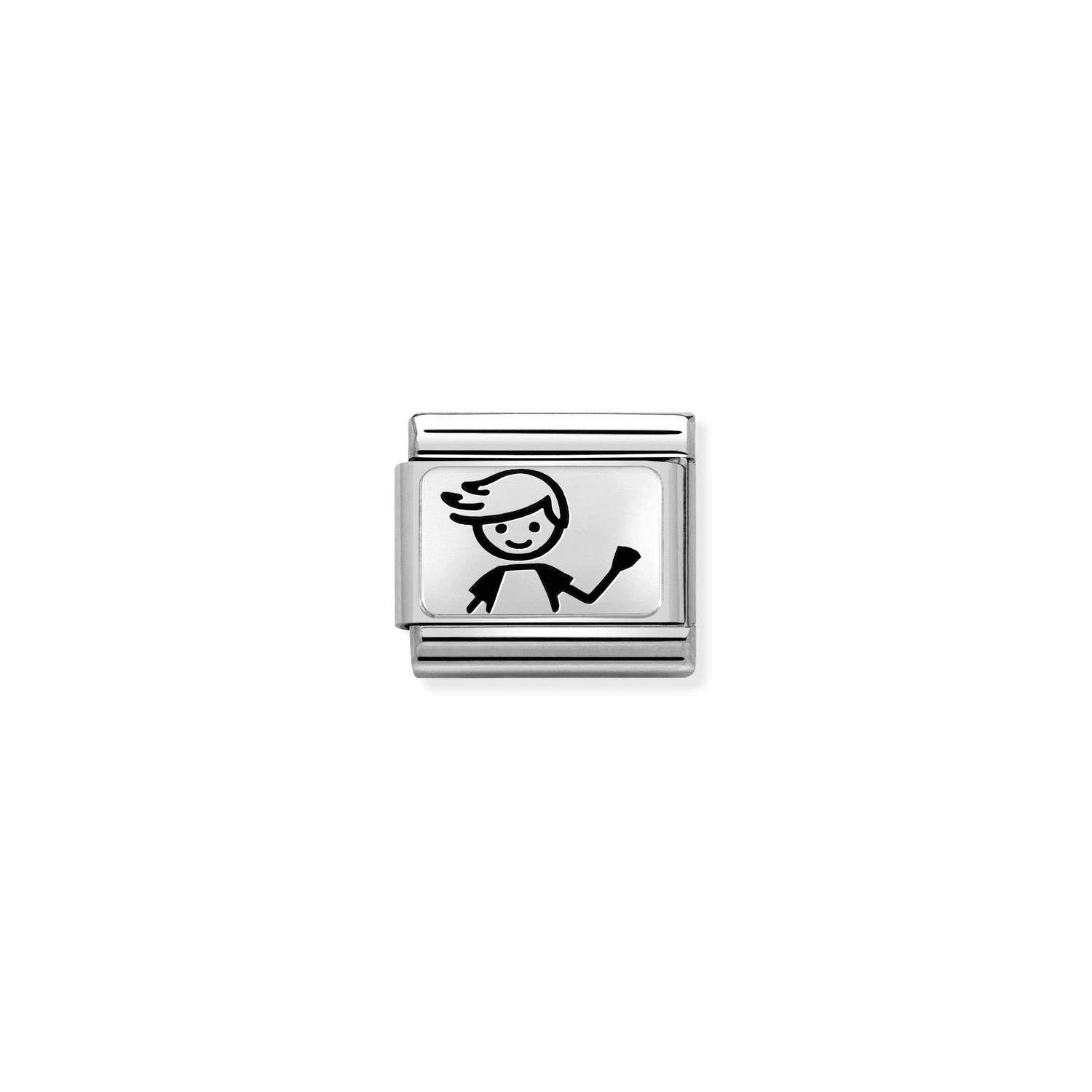 Nomination Classic OXYDISED PLATES 2 in Silver Boy Charm