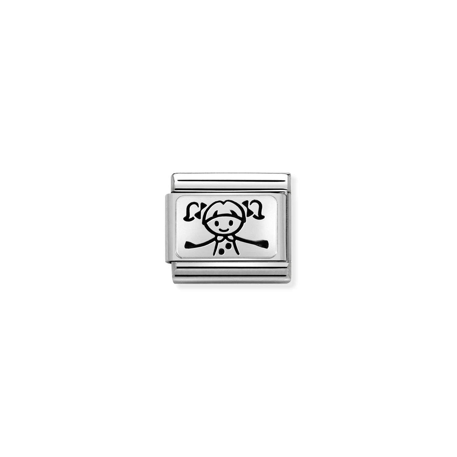 Nomination Classic OXYDISED PLATES 2 in Silver Girl Charm