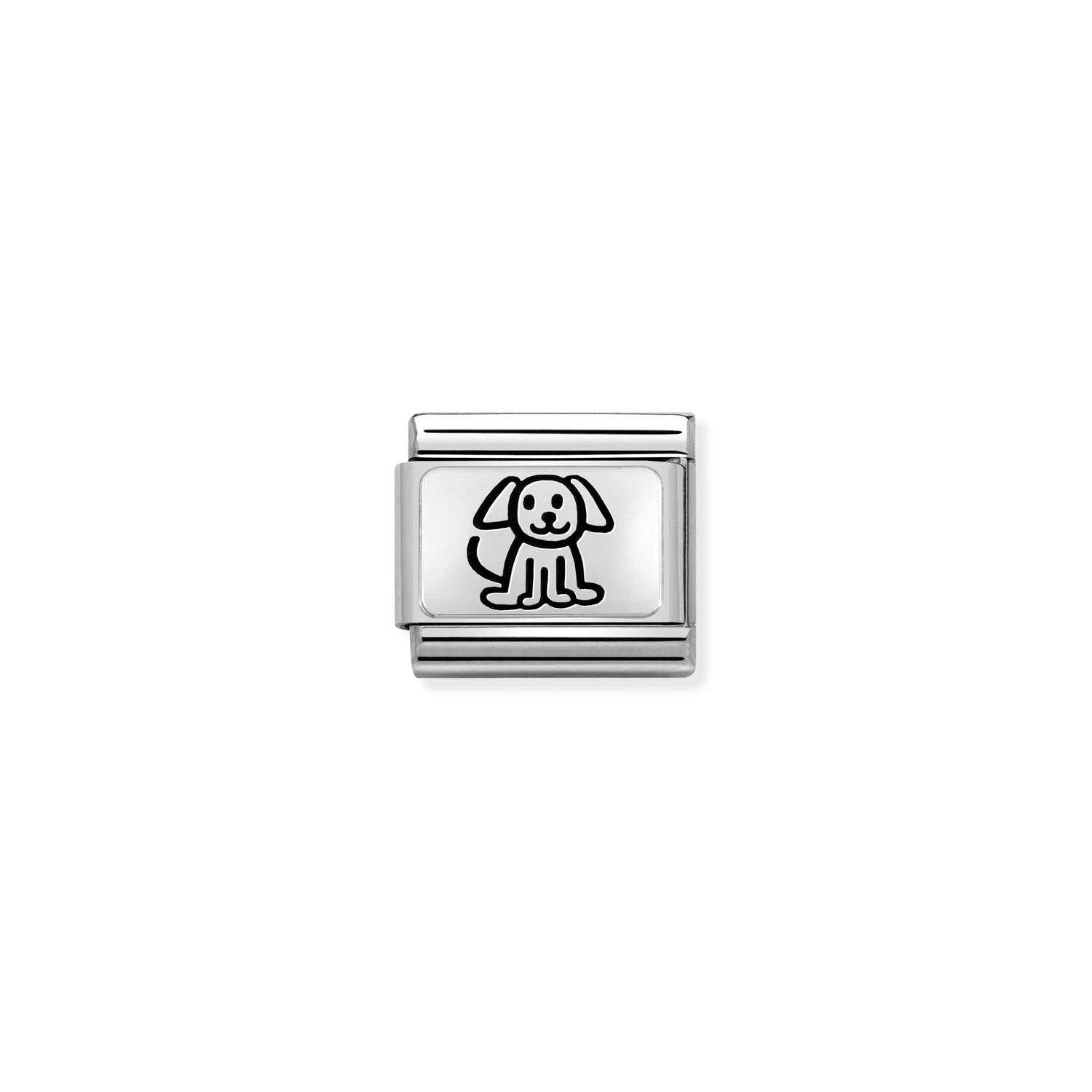 Nomination Classic OXYDISED PLATES 2 in Silver Family dog Charm