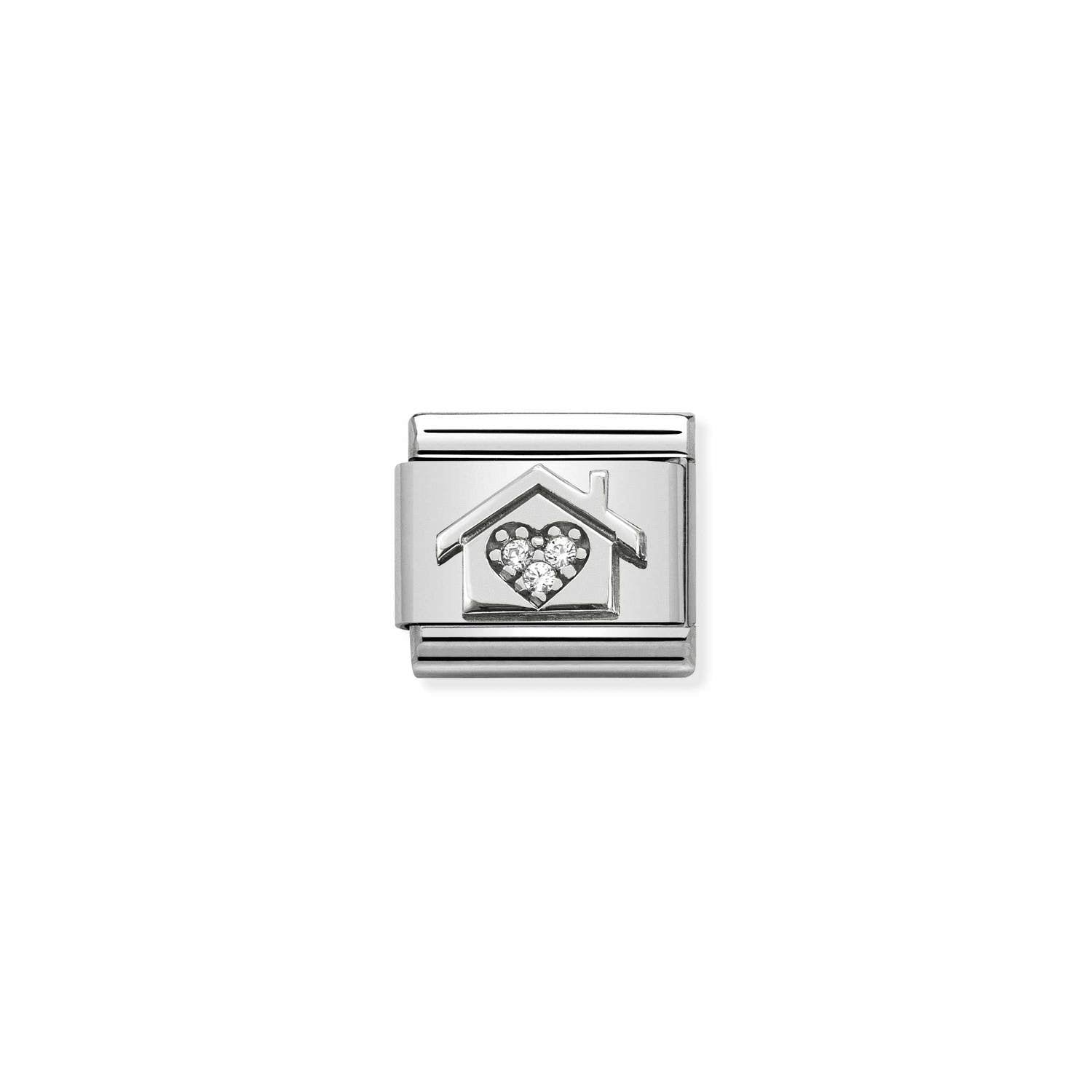 Nomination Classic Silver CZ Home with heart Charm