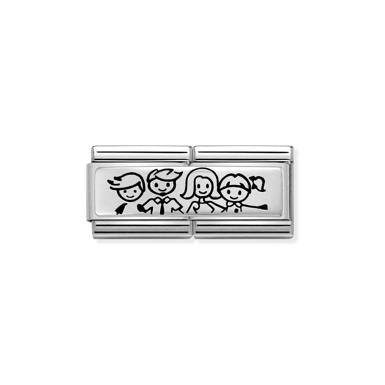 Nomination Classic DOUBLE ENGRAVED Silver CUSTOM Boy and Girl with Family Charm