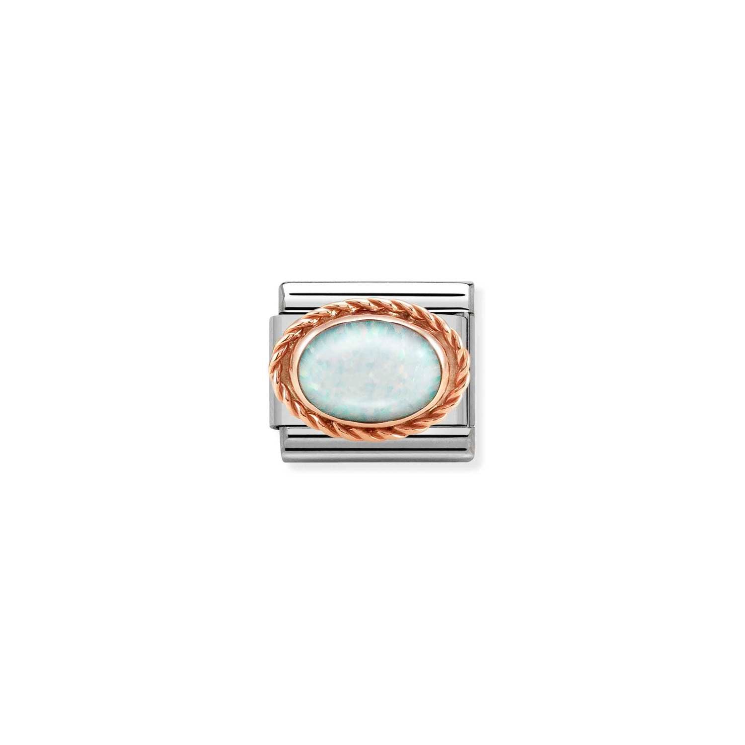 Nomination Classic RICH SETTING STONE 9ct Rose Gold WHITE OPAL Charm