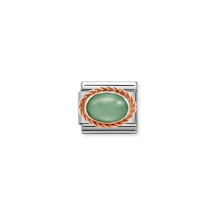 Nomination Classic RICH SETTING STONE 9ct Rose Gold Green aventurine Charm