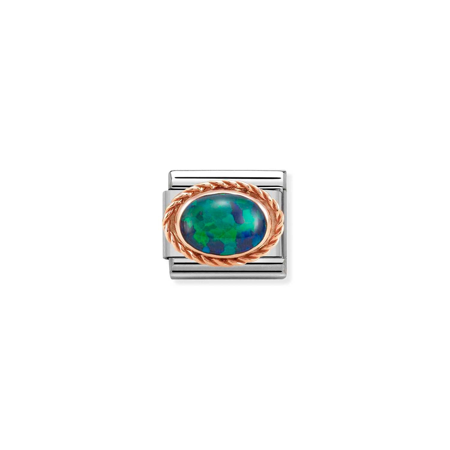 Nomination Classic RICH SETTING STONE 9ct Rose Gold Green Opal Charm