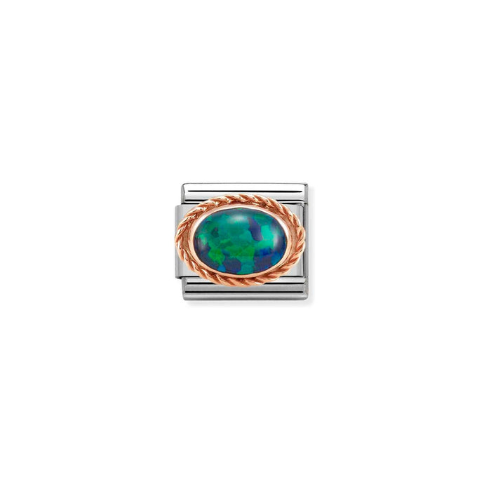 Nomination Classic RICH SETTING STONE 9ct Rose Gold Green Opal Charm