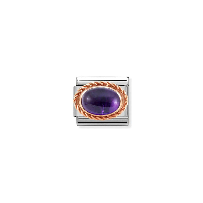 Nomination Classic RICH SETTING STONE 9ct Rose Gold AMETHYST Charm
