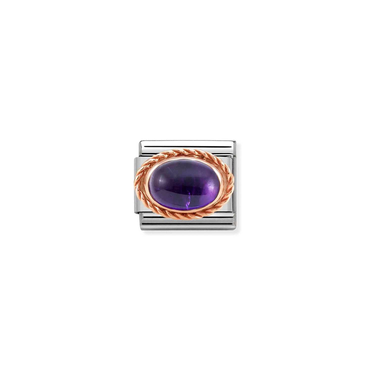 Nomination Classic RICH SETTING STONE 9ct Rose Gold AMETHYST Charm