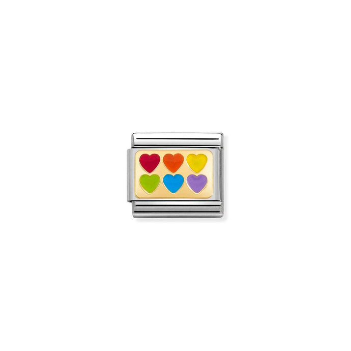 Nomination Classic Gold 6 Rainbow hearts Charm