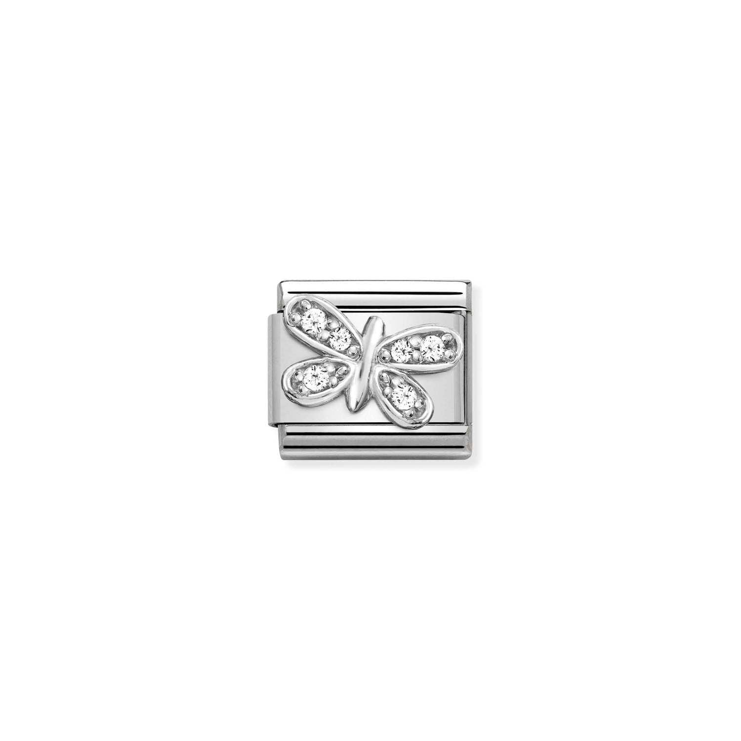 Nomination Classic silver WHITE butterfly Charm
