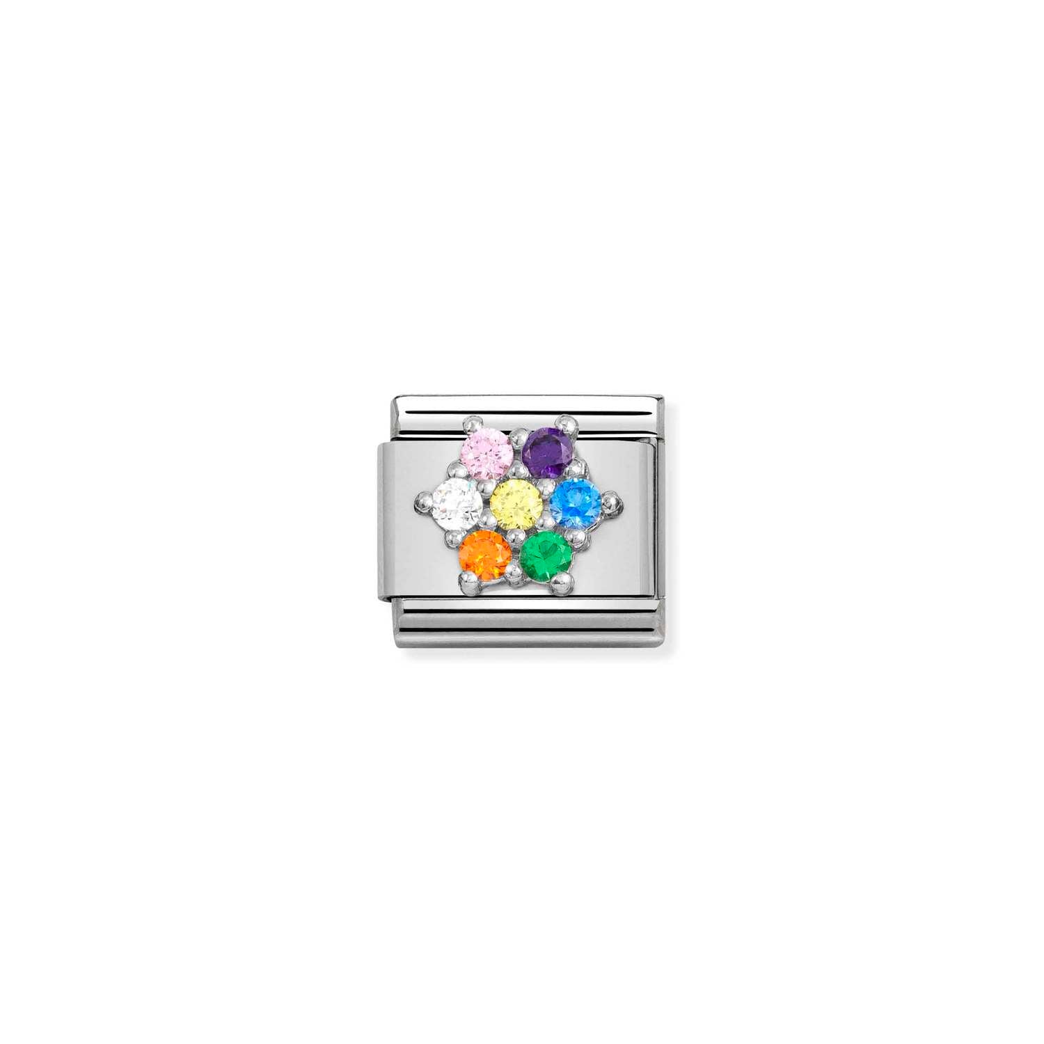 Nomination Classic Silver CZ RICH RAINBOW flower Charm