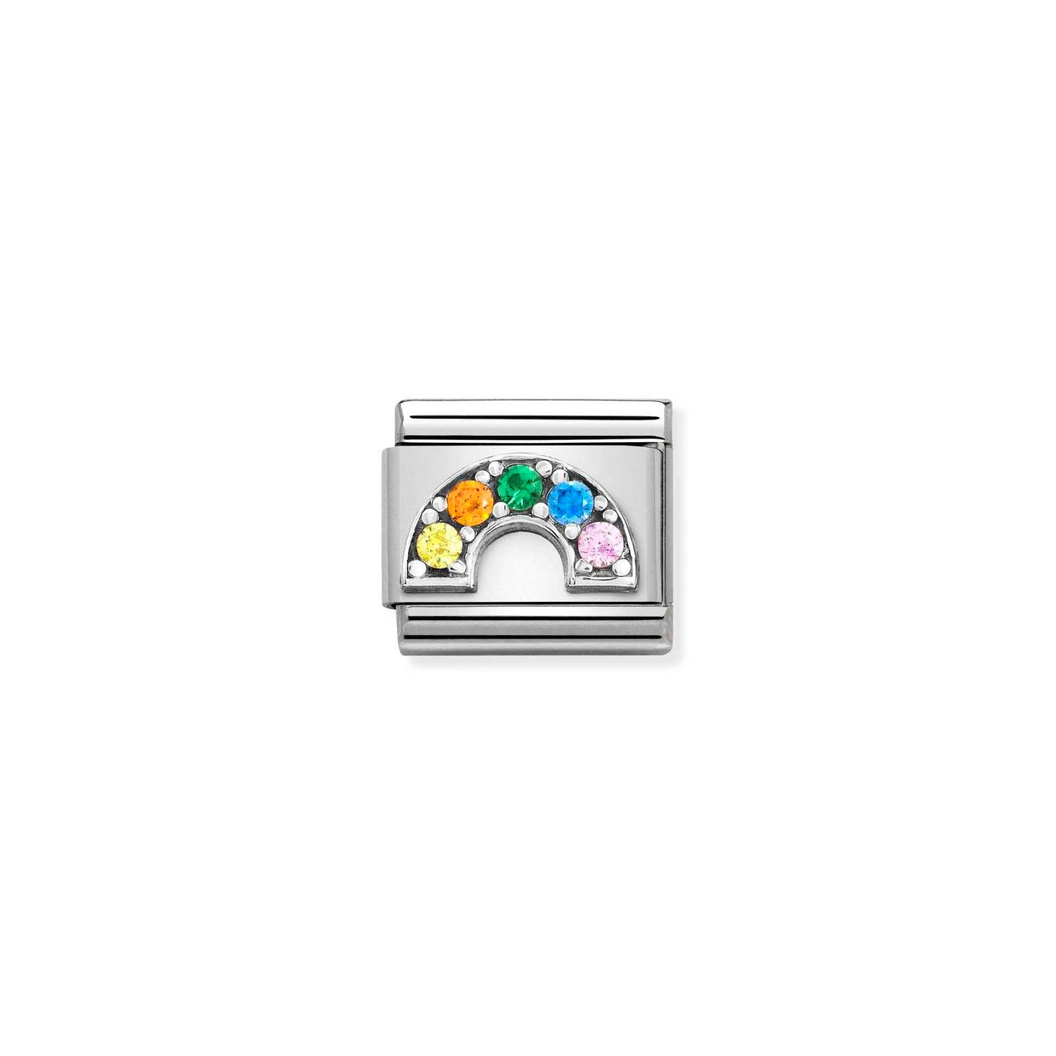 Nomination Classic Oxidised Silver CZ Rainbow Charm