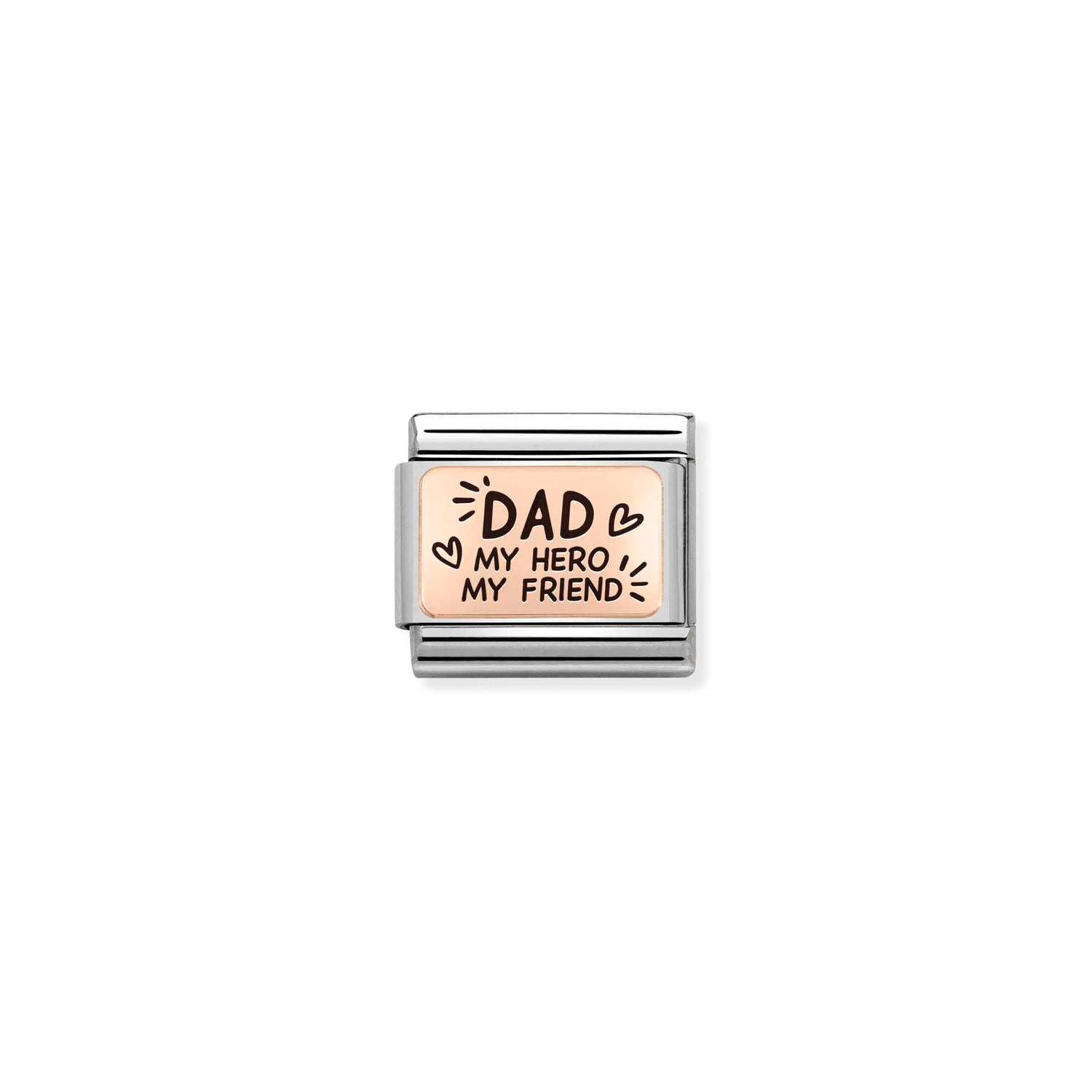 Nomination Classic PLATES 9ct Rose Gold Dad my hero my friend Charm
