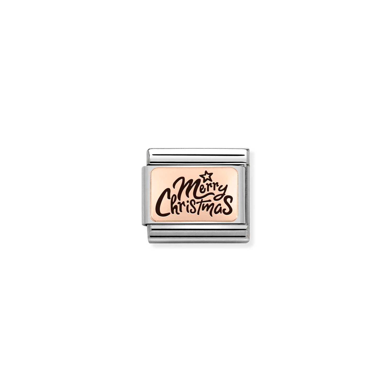 Nomination Classic PLATES 9ct Rose Gold Merry Christmas italics Charm