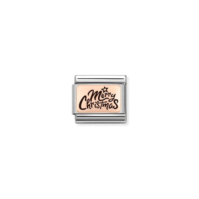 Nomination Classic PLATES 9ct Rose Gold Merry Christmas italics Charm