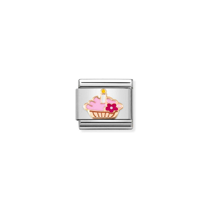 Nomination Classic SYMBOLS 9ct Rose Gold Cupcake with candle Charm