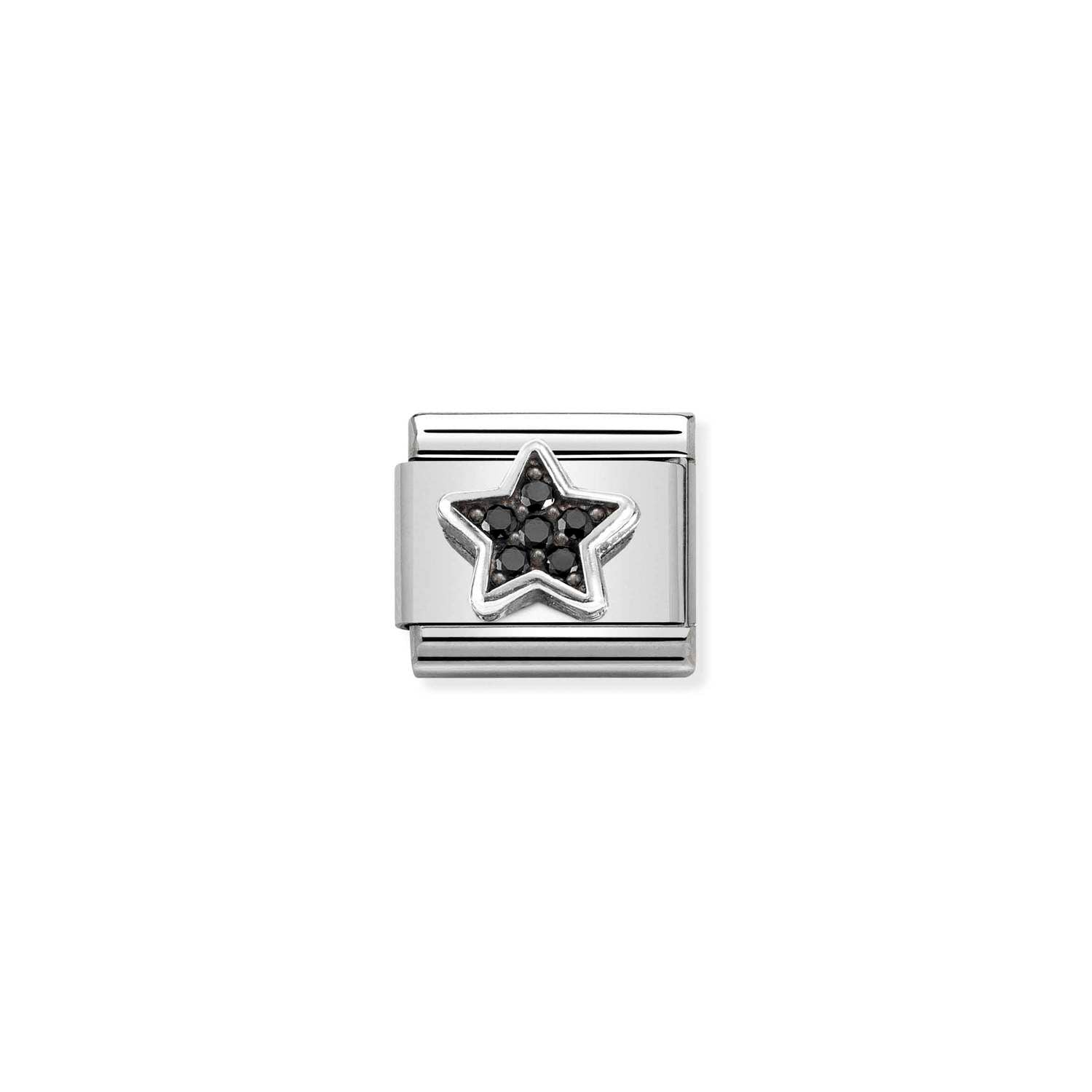 Nomination Classic Oxidised Silver CZ Black Star Charm