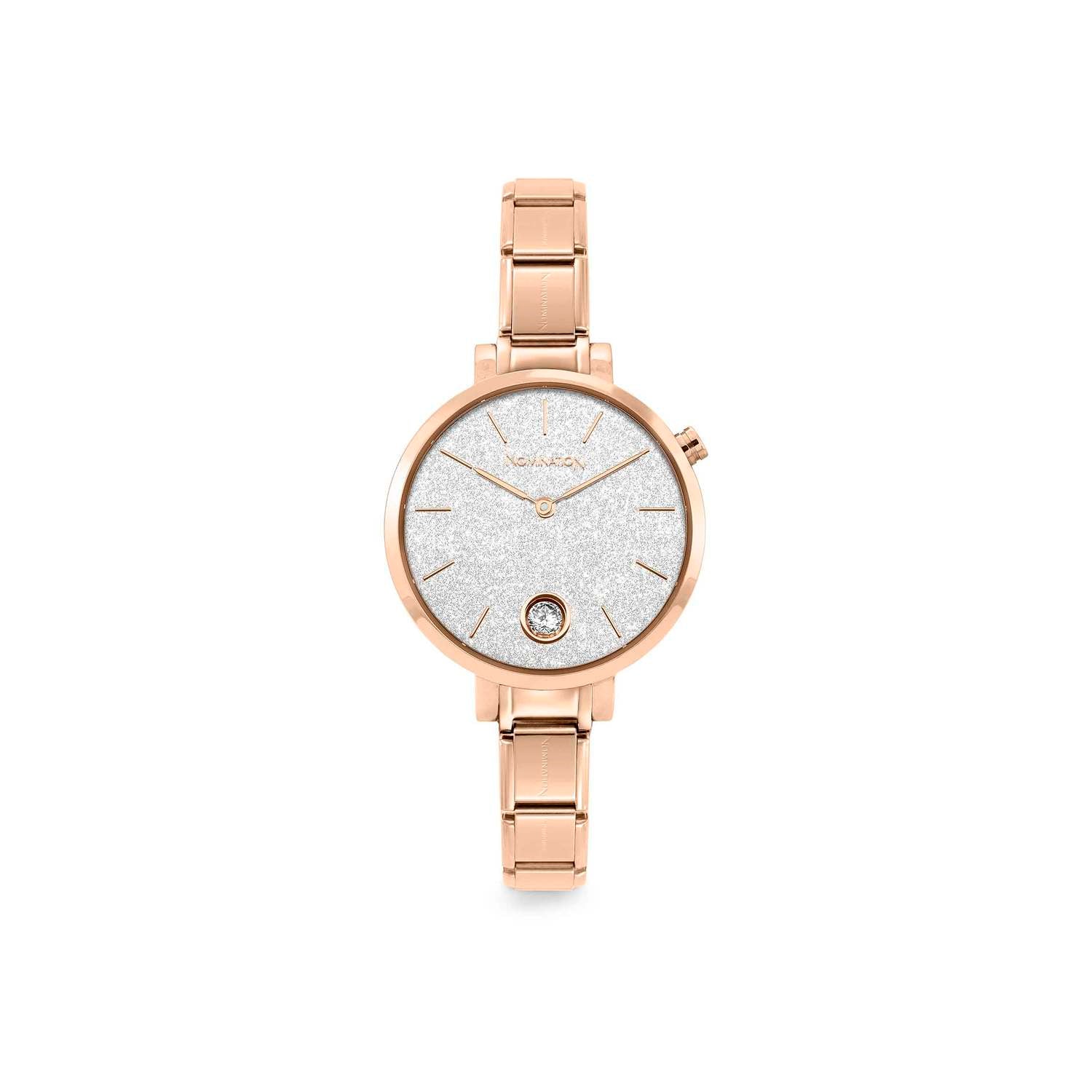 Nomination Paris Round watch Rose Gold Glitter Silver