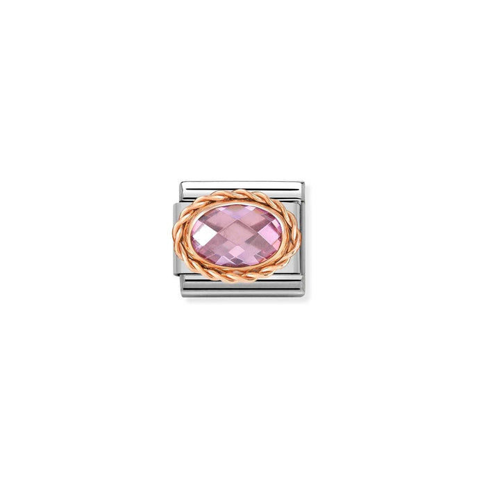 Nomination Classic OVAL FACETED WITH RICH SETTING in 9ct Rose Gold PINK Charm