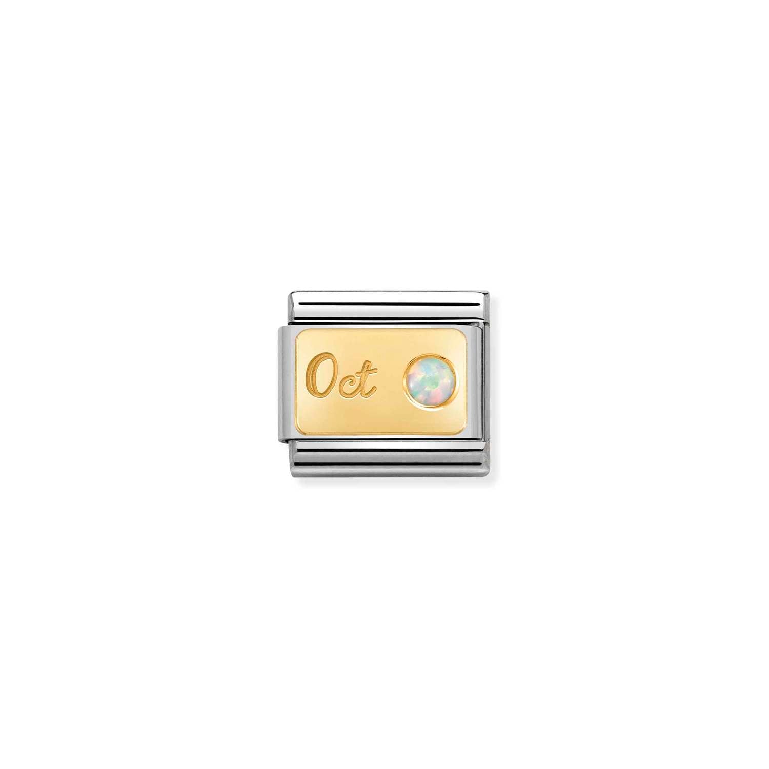 Nomination Classic MONTH STONE Gold October WHITE OPAL Charm