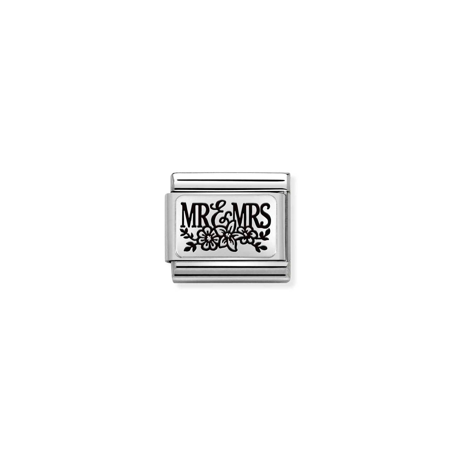 Nomination Classic PLATES Silver Mr and Mrs Floral Charm