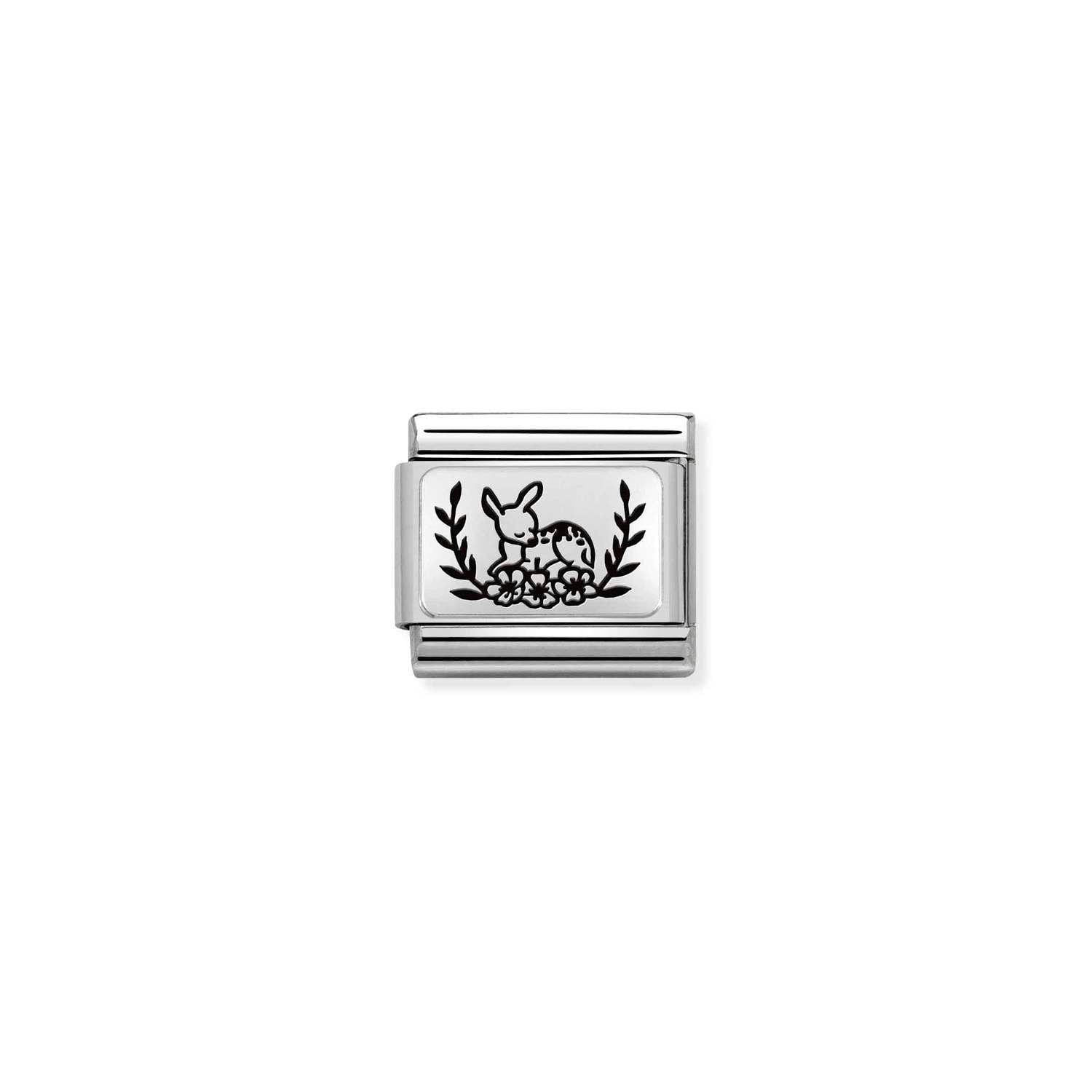Nomination Classic PLATES Silver Fallow Deer Floral Charm