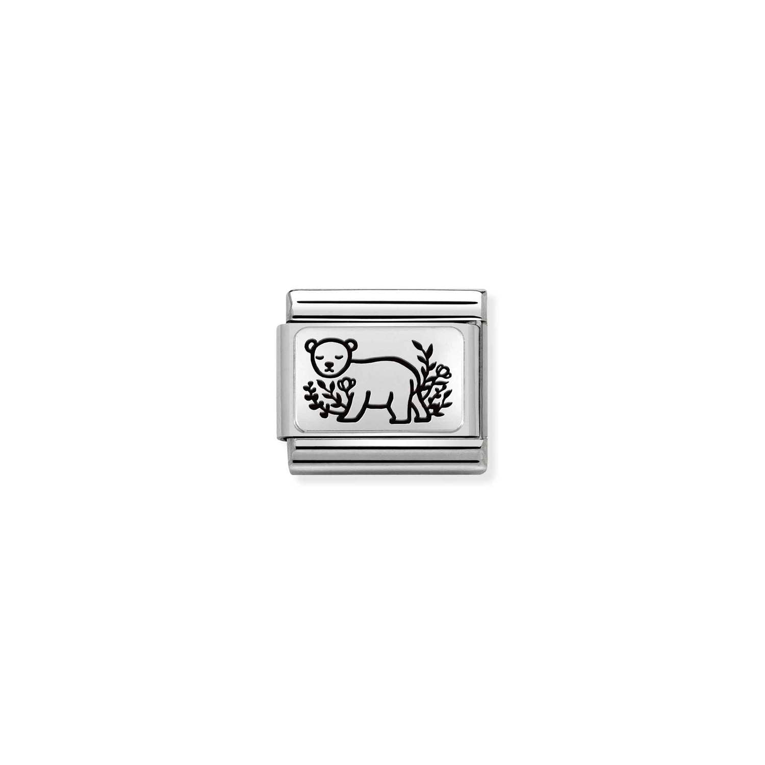 Nomination Classic PLATES Silver Bear Floral Charm