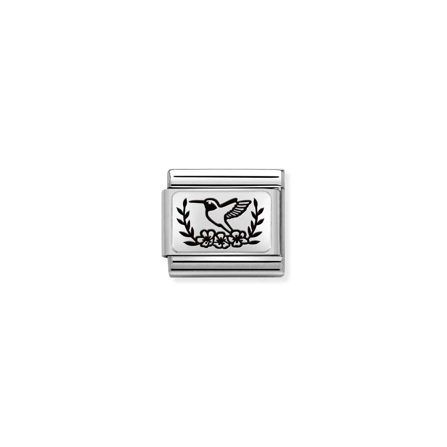 Nomination Classic PLATES Silver Colibri Floral Charm
