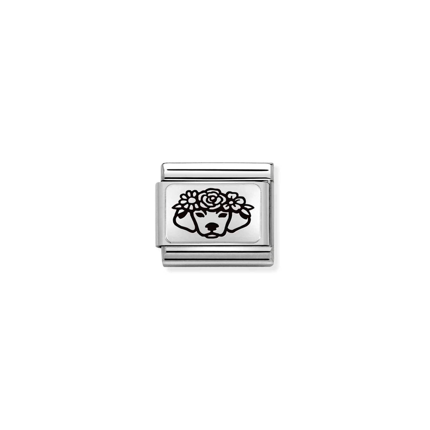 Nomination Classic PLATES Silver Dog Floral Charm