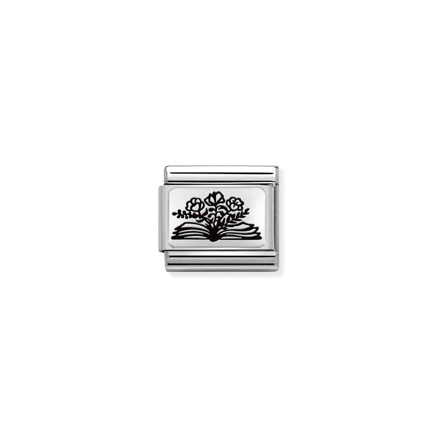 Nomination Classic PLATES Silver Book Floral Charm