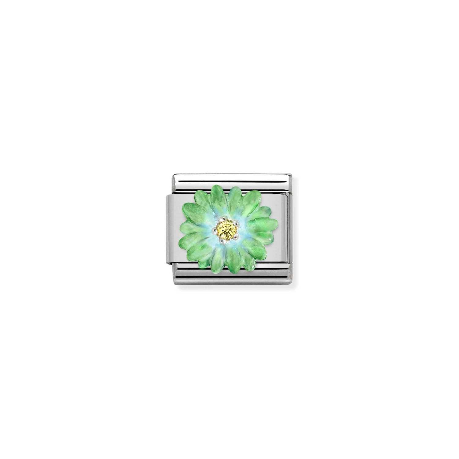 Nomination Classic Silver GREEN flower Charm