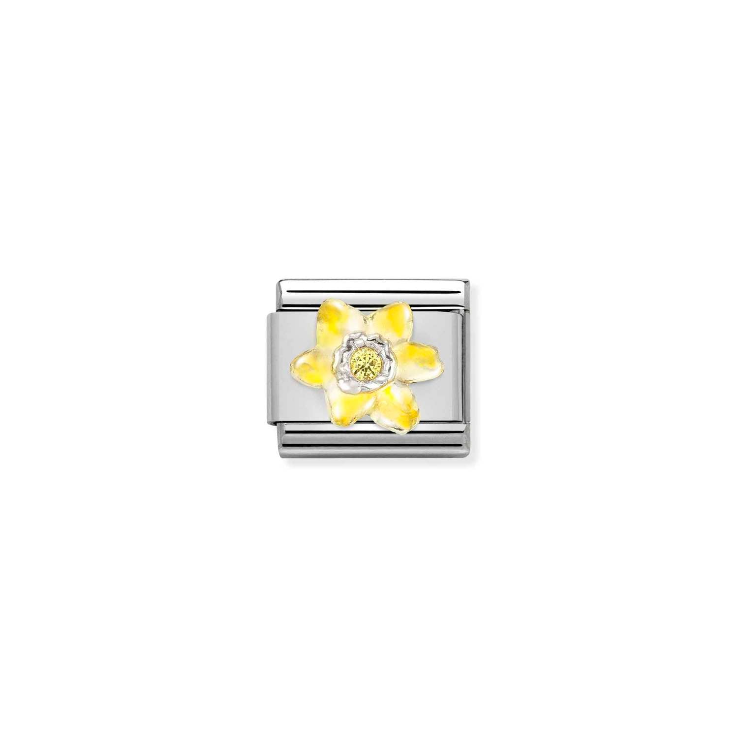 Nomination Classic Silver Narcissus YELLOW Charm