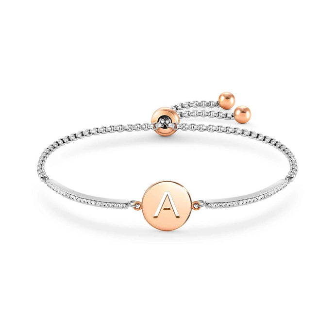 MILLELUCI bracelet in steel and crystals LETTERS A