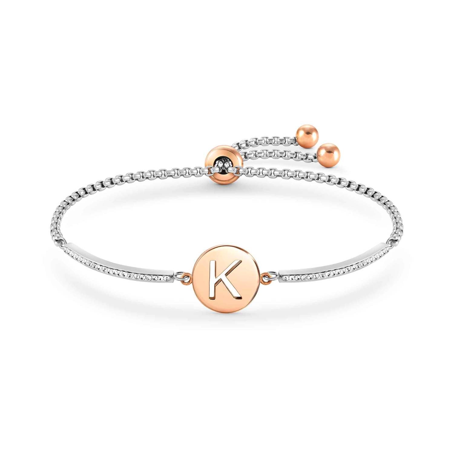 MILLELUCI bracelet in steel and crystals LETTERS K