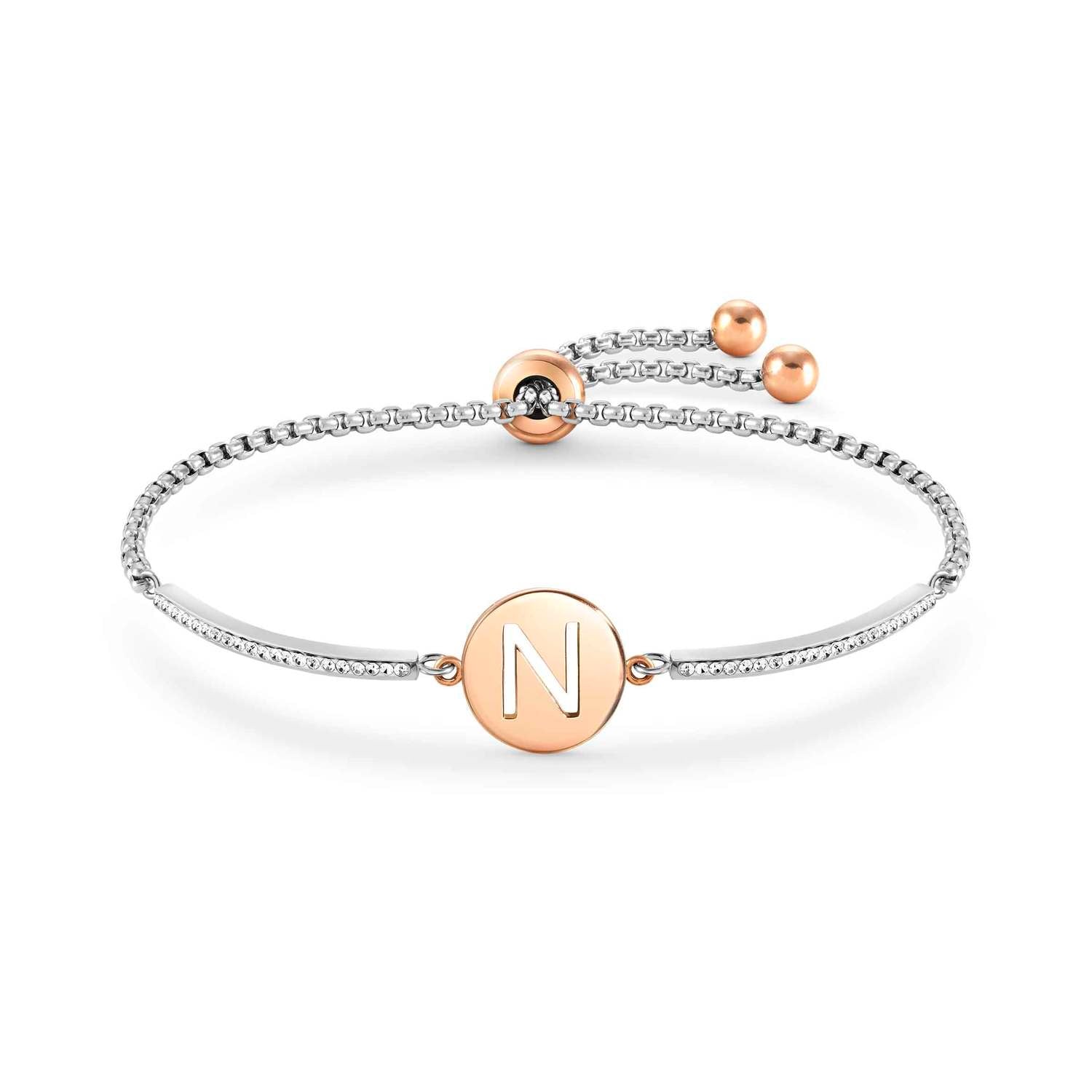 MILLELUCI bracelet in steel and crystals LETTERS N
