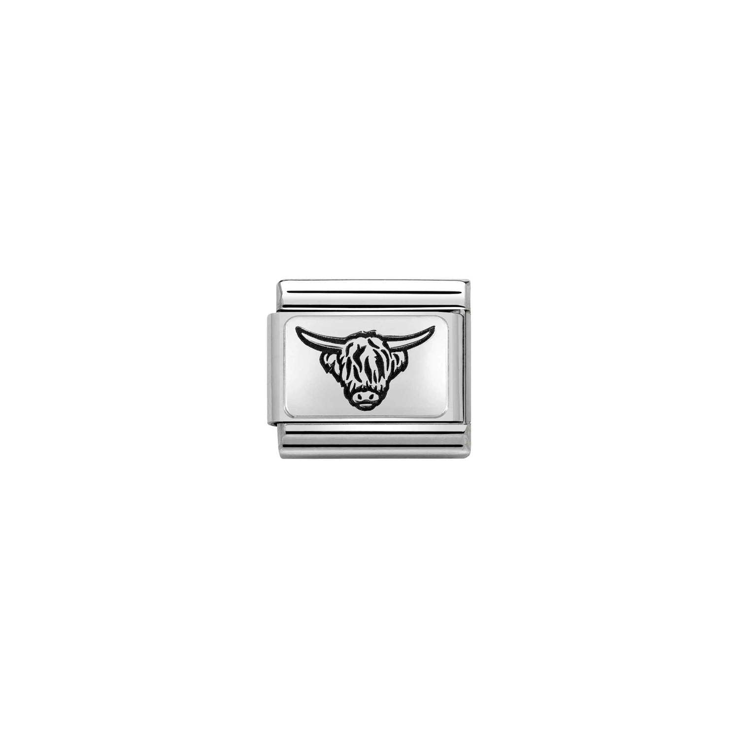 Nomination Classic PLATES Silver Highland Cattle Charm