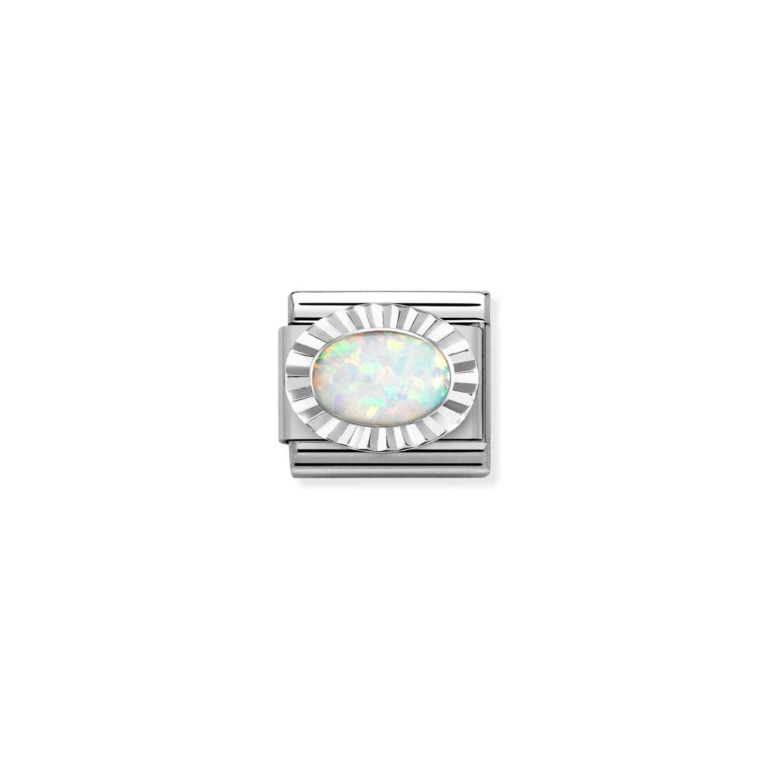 Nomination Classic Silver WHITE OPAL Charm