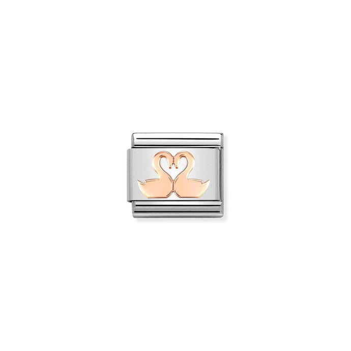 Nomination Classic SYMBOLS 9ct Rose Gold Swans Charm