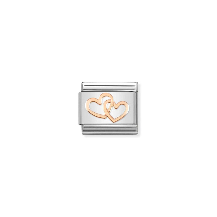 Nomination Classic SYMBOLS 9ct Rose Gold Linked hearts Charm