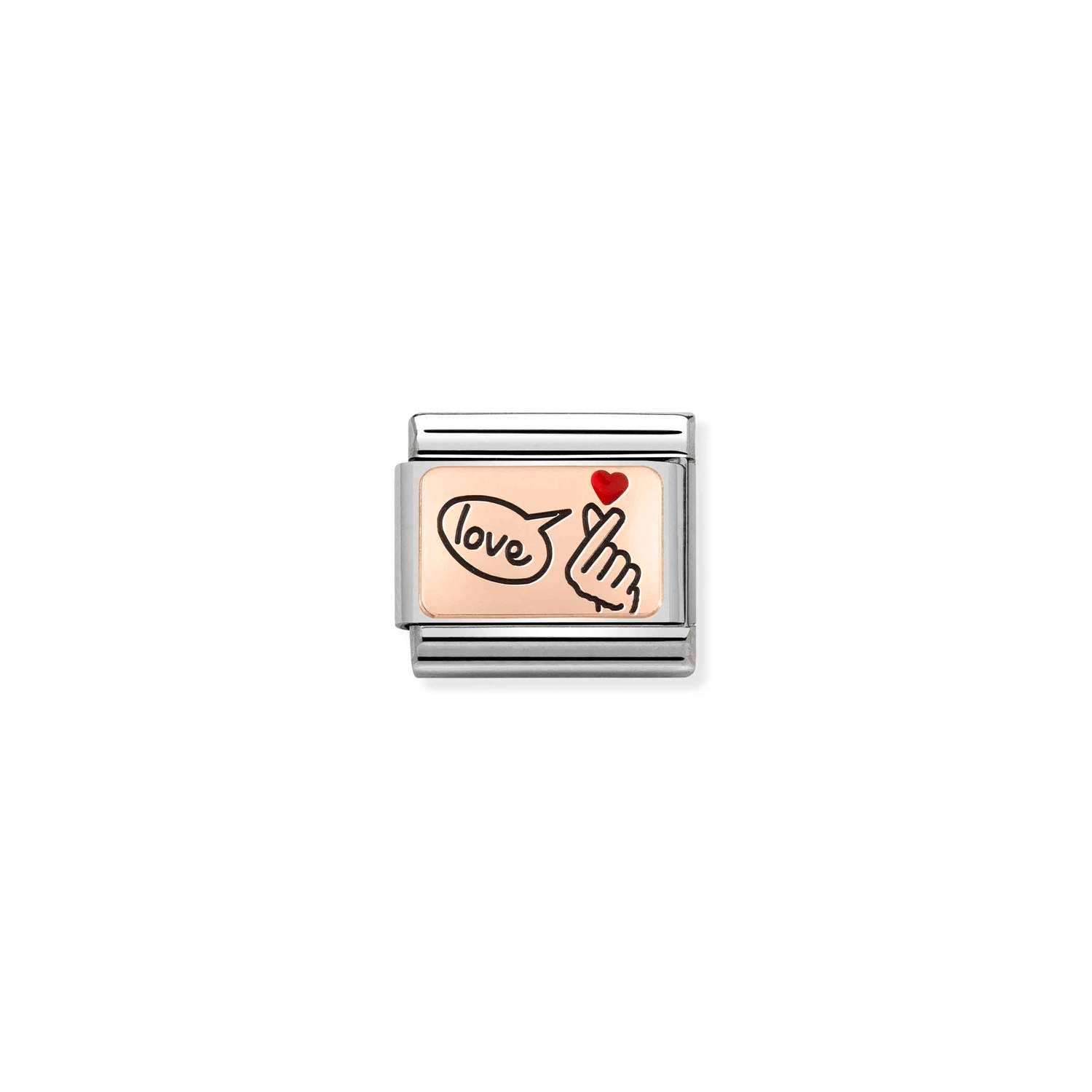 Nomination Classic PLATES 9ct Rose Gold Snap fingers LOVE Charm