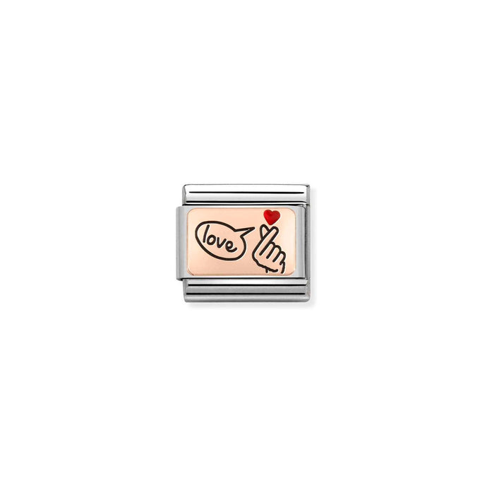 Nomination Classic PLATES 9ct Rose Gold Snap fingers LOVE Charm