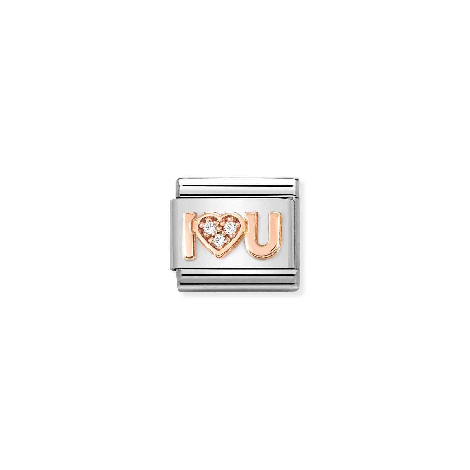 Nomination Classic 9ct Rose Gold and CZ I Heart You Charm