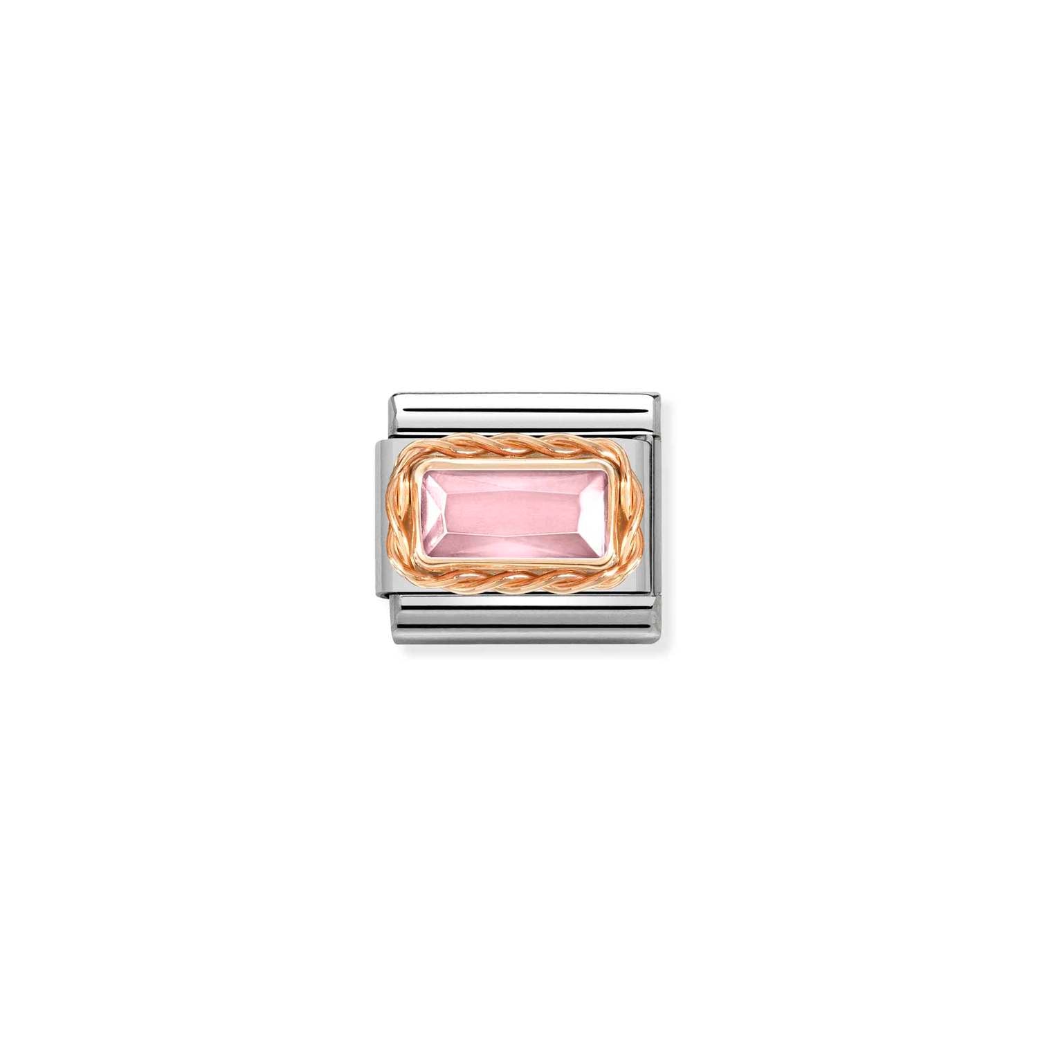 Nomination Classic FACETED BAGUETTE WITH RICH SETTING in 9ct Rose Gold PINK Charm