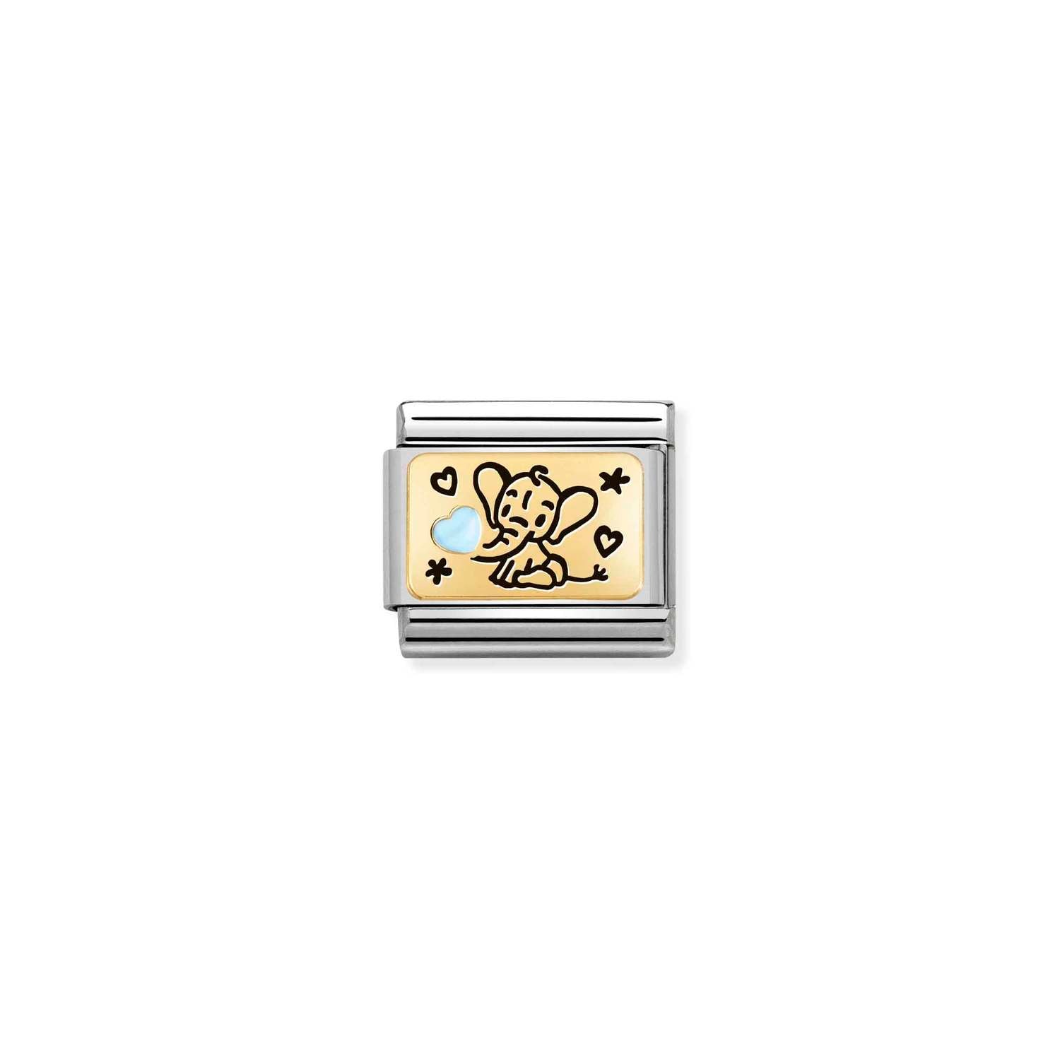 Nomination Classic PLATES Gold Light Blue elephant Charm